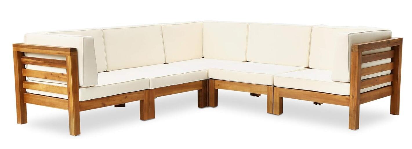 Oana - 5 Piece V Shape Sofa Set, Beige
