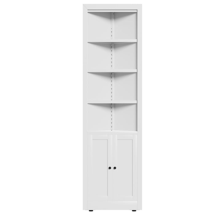 Tall Corner Storage Cabinet With 2 Doors, 5-Tier With Adjustable Shelve, Freestanding - White Home Essentials