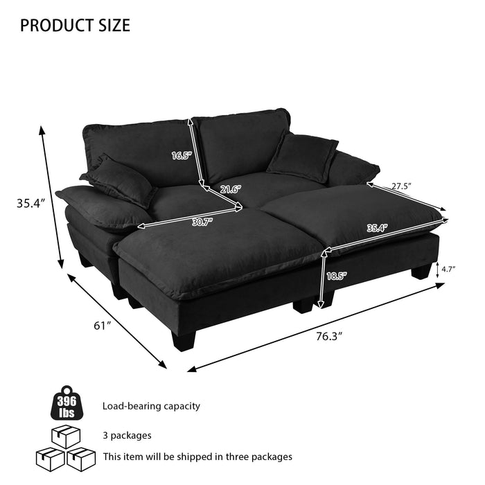 Modular Sectional Sofa With Movable Ottoman & Pillows Home Essentials