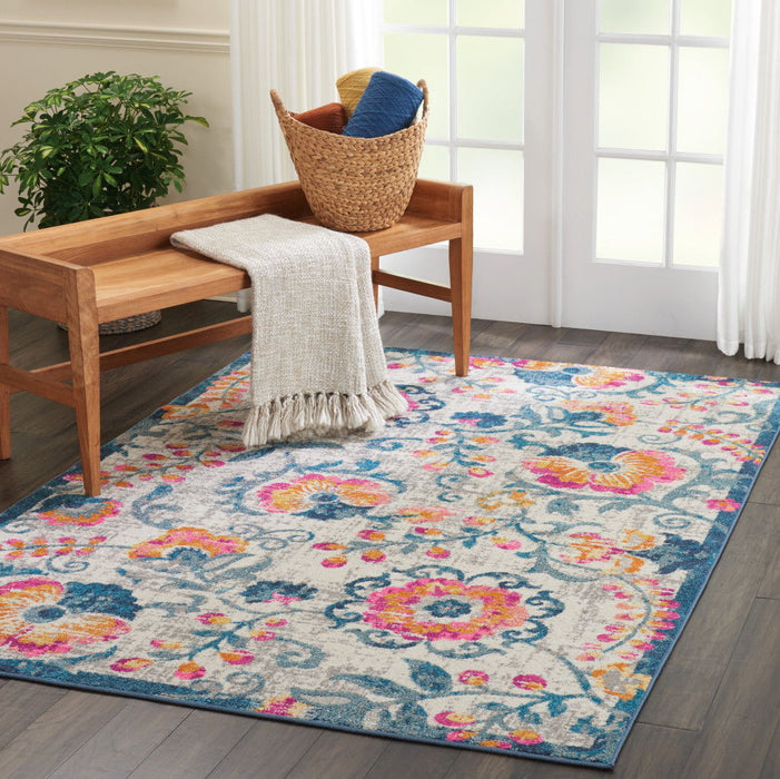 5' x 7' Floral Dhurrie Area Rug - Ivory