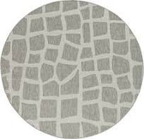 8' Round Abstract Tiles Indoor / Outdoor Area Rug - Ivory