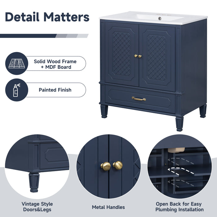 Bathroom Vanity With Sink, Soft Closing Door, Multi Functional Storage Noble House