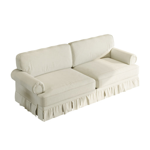 Luxuriously Comfortable Cloud Couch With Elegant Rolled Arms & Pleated Skirt Design Home Essentials