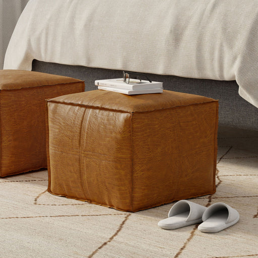 Brody - Square Pouf - Tan Simpli-Home