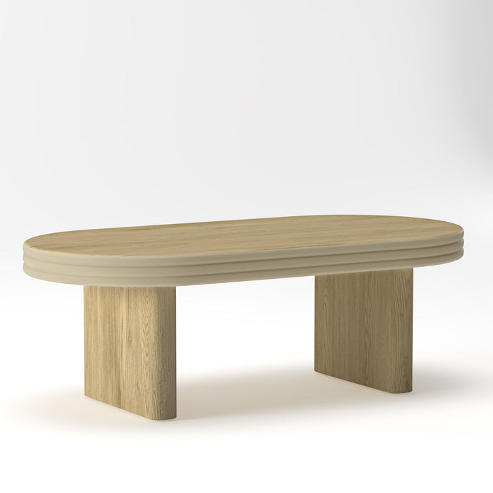 Oval Fluted Coffee Table - Natural Home Essentials
