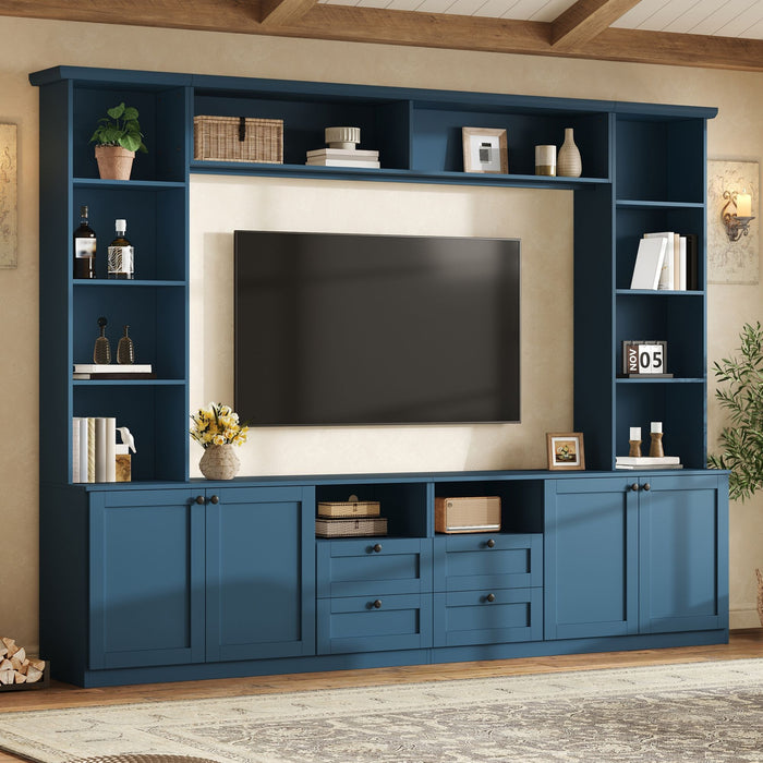 Farmhouse Elegant Entertainment Center Wall Unit With 4 Drawers Hearth and Haven