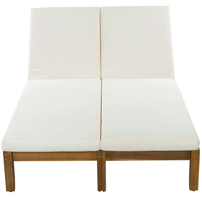 Adjustable Outdoor Patio Lounge Chair 2 Seater Recliner - Beige / Natural Hearth and Haven