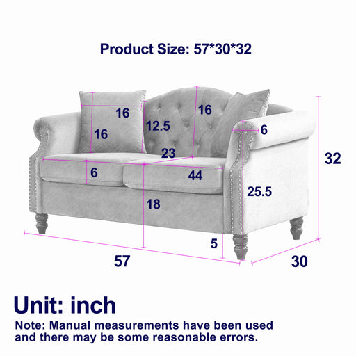 2 Seater Chesterfield Sofa With Rolled Arms And Nailhead Trim For Living Room Home Essentials