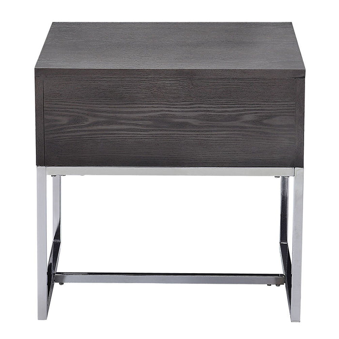 Iban - End Table - Gray Oak & Chrome ACME