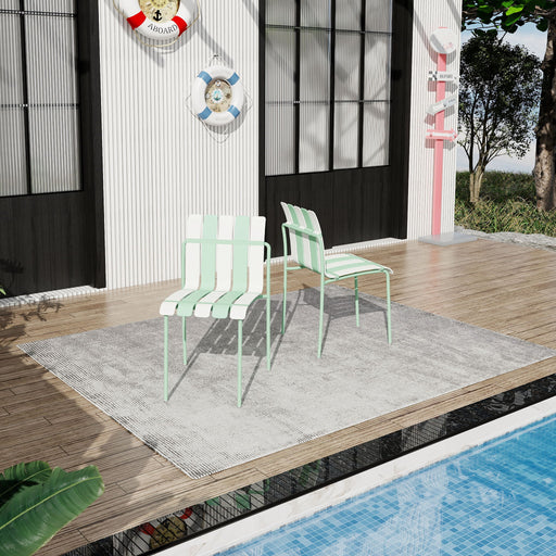 Single Chairs With Color Blocking Design (Set of 4) - Haze Green / White Home Essentials