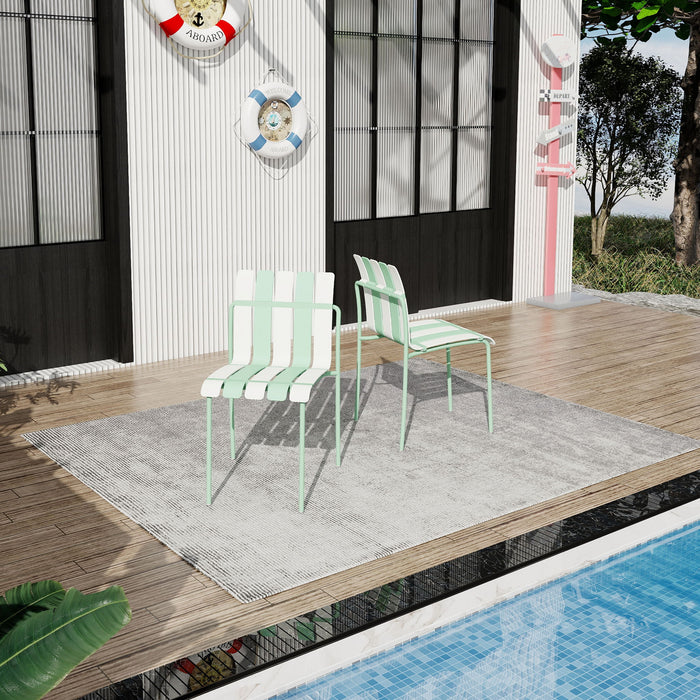 Single Chairs With Color Blocking Design (Set of 4) - Haze Green / White Home Essentials
