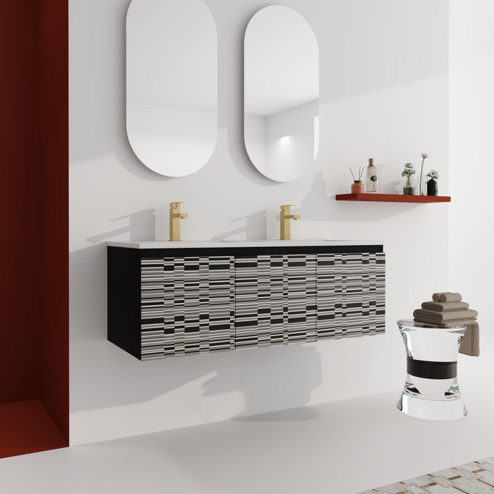 48'' Floating Wall - Mounted Bathroom Vanity & Soft - Close Cabinet Door, KD - Package - Black / White