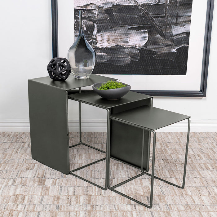 Vestal - 3 Piece Rectangular Nesting Table Set - Gray Furniture Max