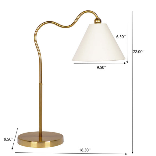 Ornate - Ring Base Curved Table Lamp With Triangle Drum Shade - Gold / White Ashcroft Furniture