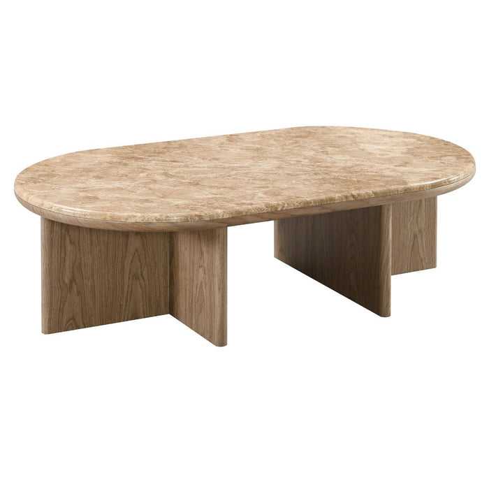 Markku - Coffee Table With Natural Marble - Oak ACME