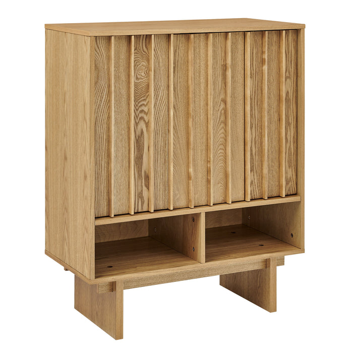 Sideboard Buffet Cabinet With Grille Slat Design With 3 Doors And Adjustable Shelves Home Essentials