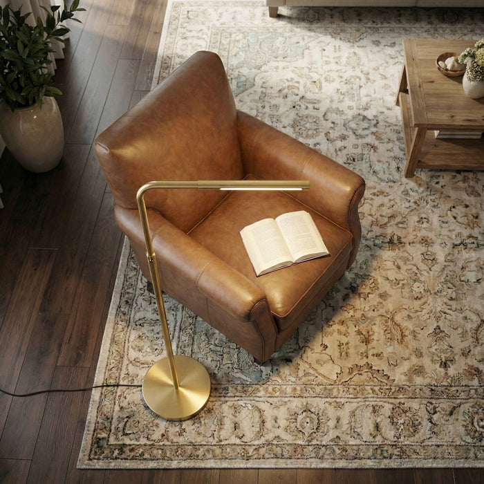 Verve - Floor Lamp With On / Off Switch Adjustable LED Round Base - Gold Ashcroft Furniture