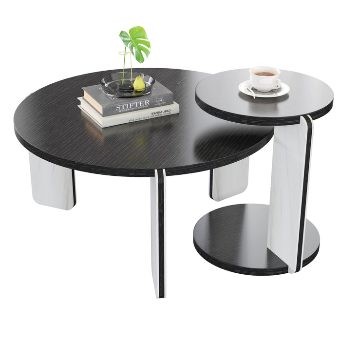 Round Coffee & End Table Set - Black Home Essentials