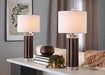 Cylinder - Fluted Contemporary Table Lamp (Set of 2) - Brown / Clear / White Lumi Source