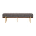 Thorian - Luxury Upholstered Ottoman Bench With Channel Tufting And Metal Base - Gold / Gray Noble House