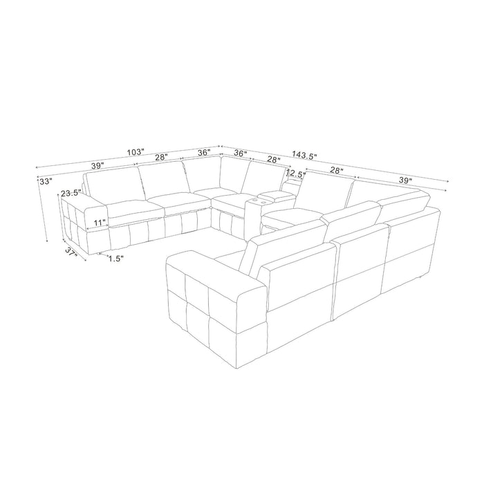Modular Sectional With Large Square Arms Home Essentials