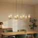 Willow - 8 Lights Island With Clear Ribbed Pendant Lamp Satin - Antique Brass / Clear / Gold Ashcroft Furniture