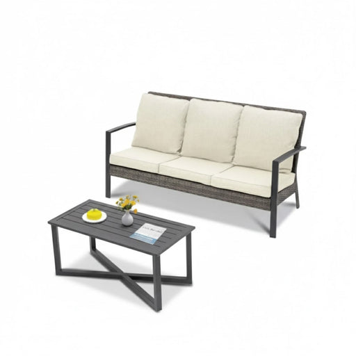 2 Piece Patio Set With Cushions & Coffee Table Home Essentials