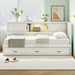 Twin Size L - Shaped Captain Bed With Drawer And Bookcase, LED Downlight And USB Charging Station - White Hearth and Haven