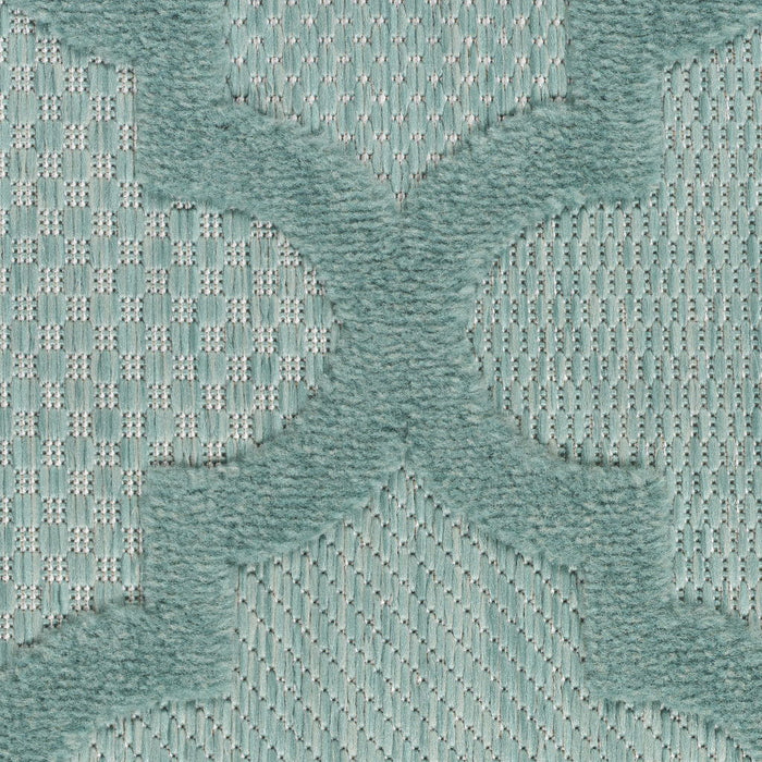 9' X 12' Geometric Flatweave Area Rug - Aqua