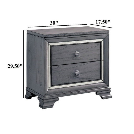 Nightstand With Mirror Trim - Light Gray Home Essentials