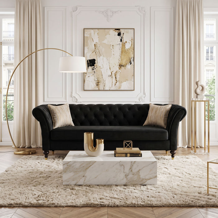 Chesterfield Sofa, 3 Seat Couch With Deep Button Tufted Back, Rolled Arms Home Essentials