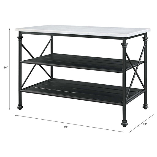 Brahm - Kitchen Island - White Marble Top & Gray ACME