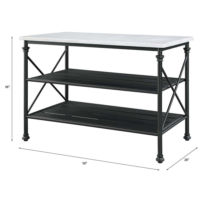 Brahm - Kitchen Island - White Marble Top & Gray ACME