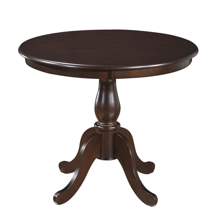 Round Turned Pedestal Base Wood Dining Table 36" - Espresso Brown