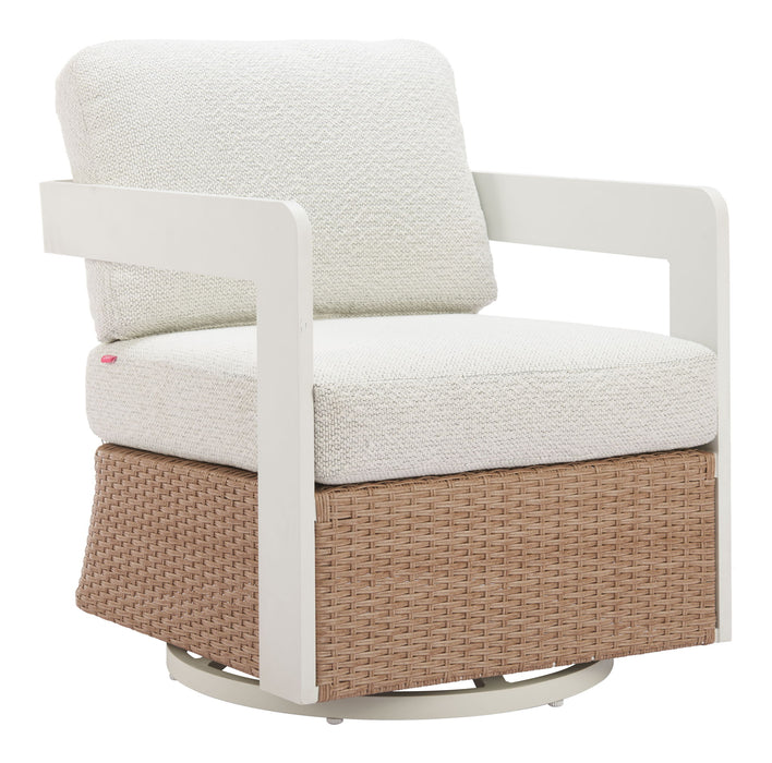 Gelo - Outdoor Swivel Chair - White / Brown Zuo Modern
