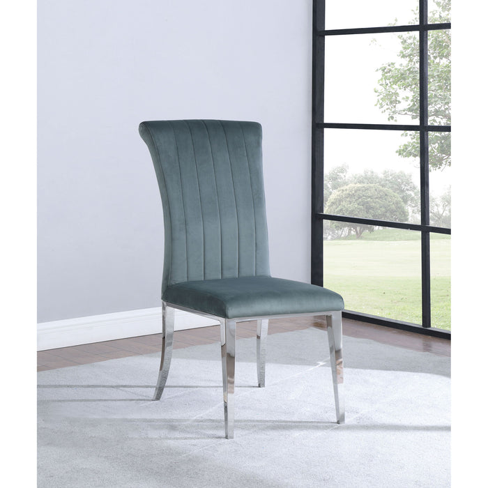Tufted Side Upholstered Dining Chair (Set of 2) - Gray Furniture Max