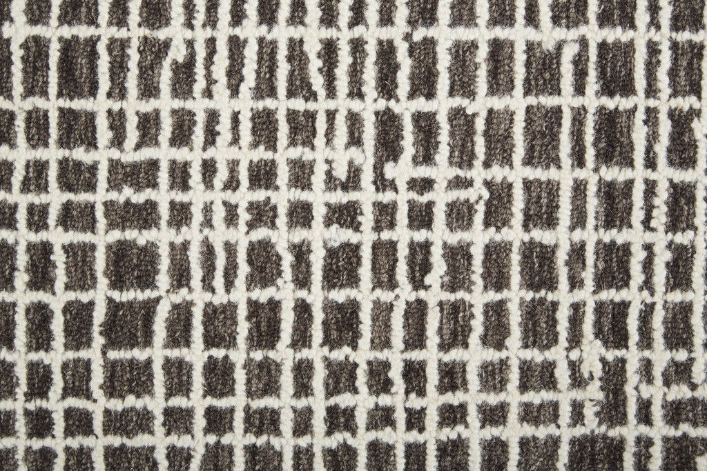 Wool Plaid Tufted Wool Handmade Area Rug - Brown And Ivory - 12' X 15'