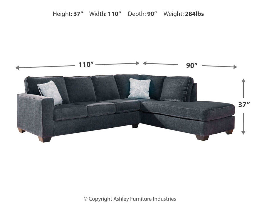 Altari - Right Arm Facing Corner Chaise With Sleeper 2 Pc Sectional - Slate Signature Design by Ashley®