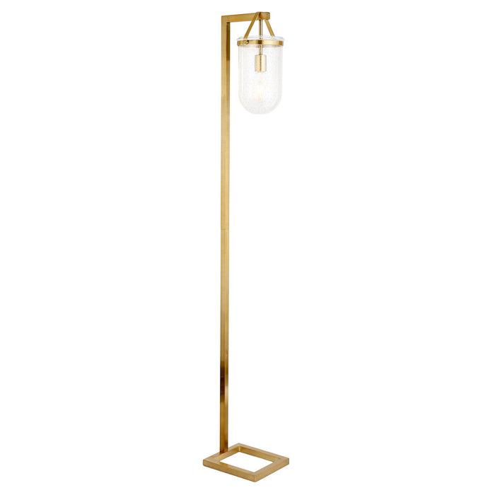 68" Arched Floor Lamp With Clear Seeded Glass Dome Shade - Brass