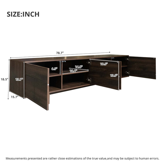 TV Stand For TVs Up To 85", Entertainment Center, Cable Management, Push Openers, Soft Closing Hinges & Adjustable Shelves - Dark Brown Hearth and Haven