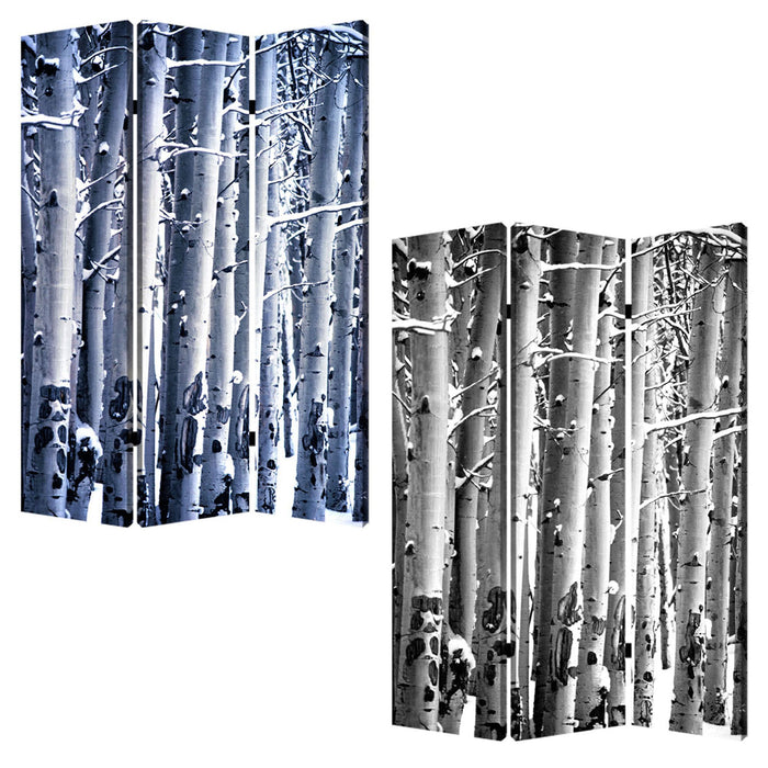 Wood Canvas Birch Screen - Gray And White