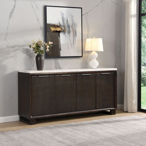 Edwyn - Server With Marble Top - Natural Marble Top & Espresso Finish ACME