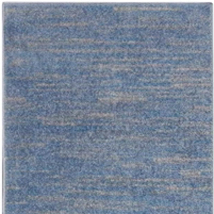 2' X 10' Striped Non Skid Indoor / Outdoor Runner Rug - Blue / Gray