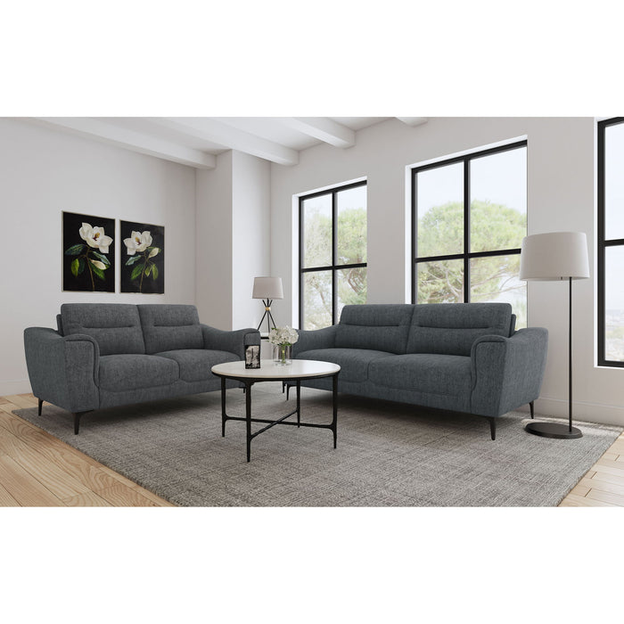 Oberle - 2 Piece Upholstered Sofa Set With Pocket Coil Seating - Charcoal Furniture Max