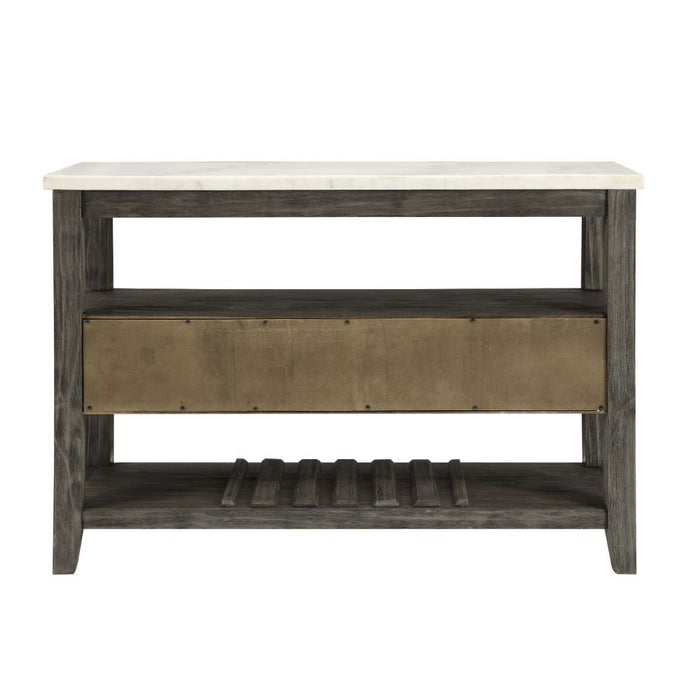 Merel - Server - White Marble Top & Gray Oak ACME