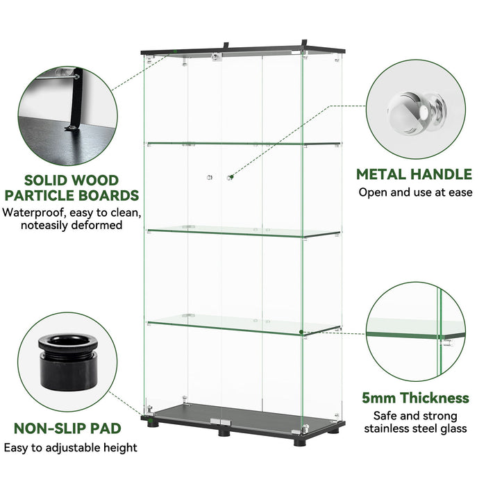Display Cabinet With Shelf Double Doors And Lock Home Essentials
