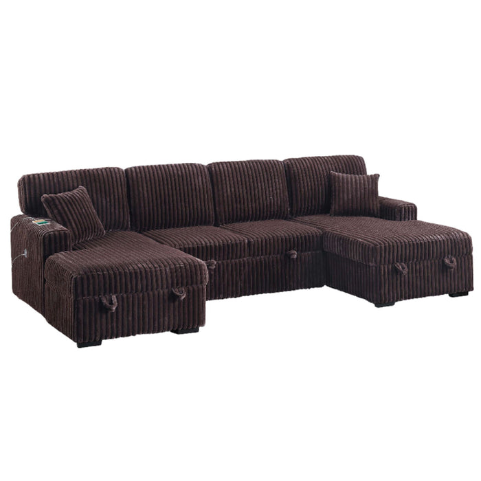 Convertible Sectional Upholstered Sleeper Sofa With Storage Chaise Home Essentials
