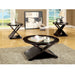Coffee Table With Cross Design Base, Beveled Glass Top - Espresso Home Essentials