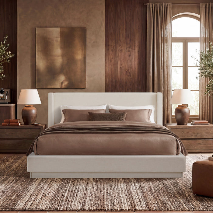 Noir - Upholstered Platform Bed With Wingback Headboard House & Home Furniture