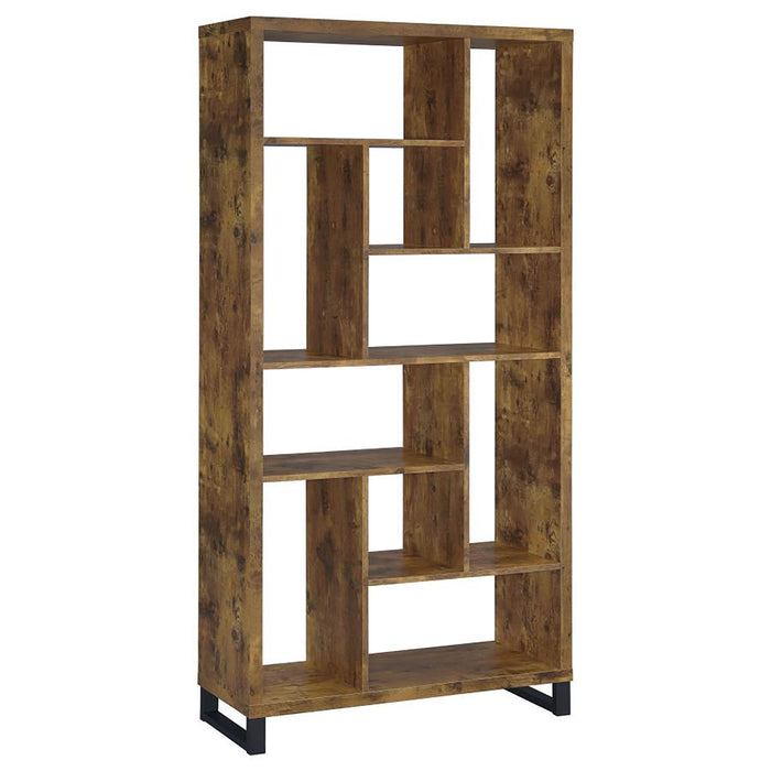 6 Tier Rectangular Bookcase With Accents - Brown Furniture Max
